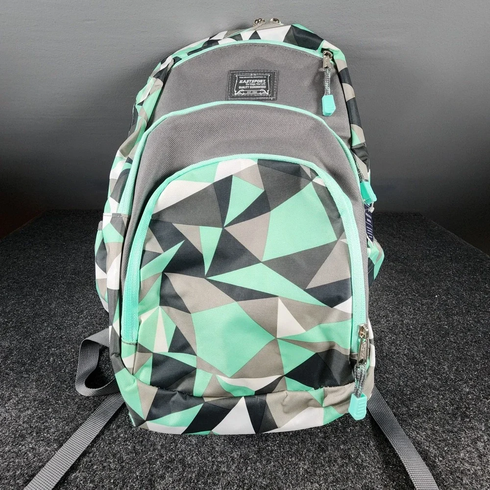 Eastsport Backpack Unisex Large Mint Grey Geometric Laptop Sleeve 119540PW-CL9